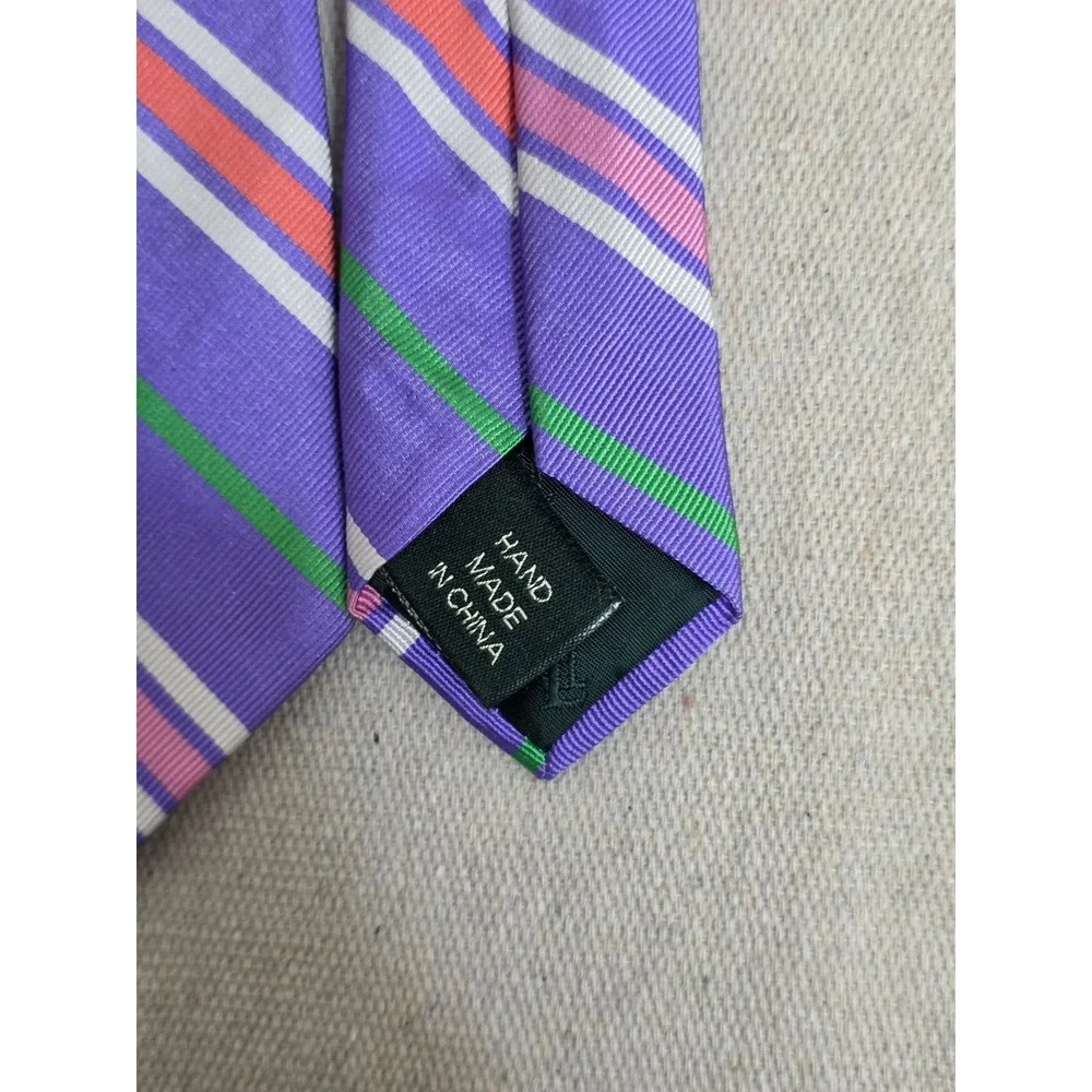 Lauren Ralph Lauren Mens Silk Tie Purple‎ Green Pink Orange Striped Necktie